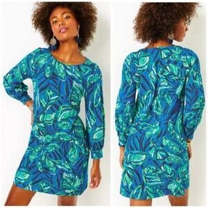 NWT Lilly Pulitzer Elianna Indigo Breeze 3/4 Sleeve T-Shirt Dress Cotton Small